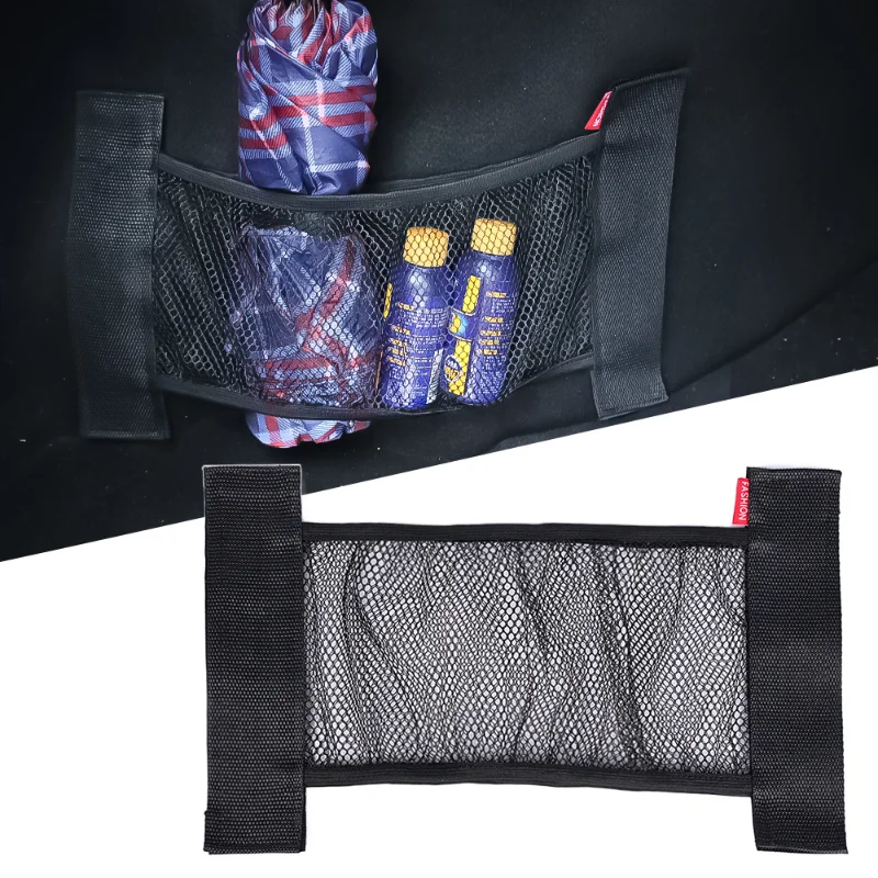 

Car Trunk Elastic Mesh Fixed Straps Extinguisher Storage Net Bag Car Interior Organizer Seat Back Fixing Bag Auto Accessories