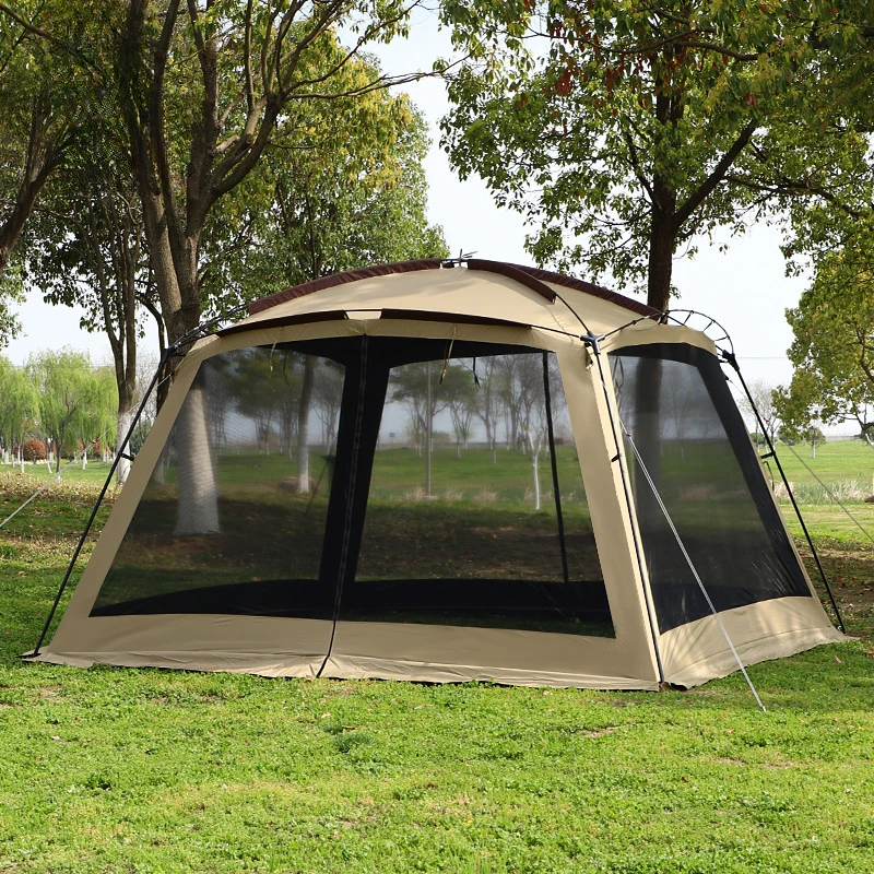 

Black Glue Coated Outdoor Camping Mosquito Proof Awning Sunscreen Shelter Large Space Pergola with Extention Canopy