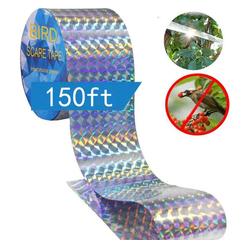 

Bird Scare Tape Anti Bird Tape Dual-sided Reflective Deterrent Scare Tape for Birds Fox Pigeons Repeller Ribbon Tapes for Mos