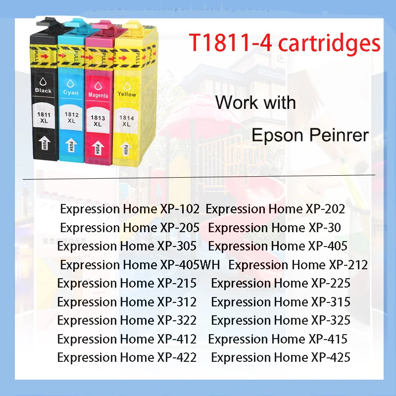 Чернильные картриджи Vilaxh для совместимых EPSON 18XL T1811 T1814 Epson XP-415 XP-30 XP-102 XP-202 XP-205 XP-302