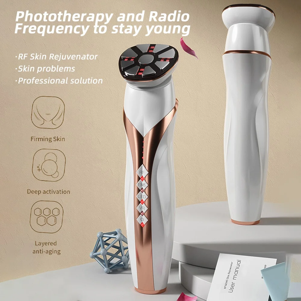 

RF Facial Mesotherapy Electroporation LED Photon Light Therapy Beauty Device Anti Aging Face Lifting Tightening EMS Facial Massa