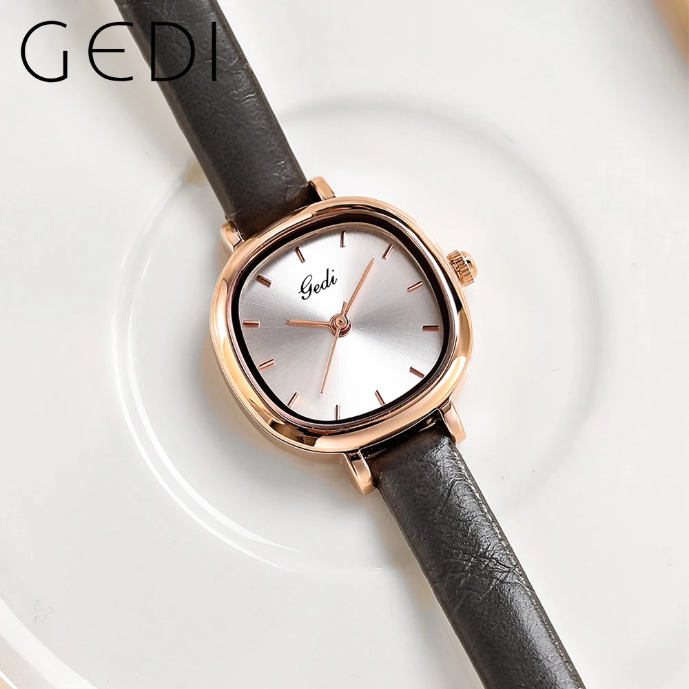 GEDI Waterproof 24mm Small Women Watches Top Brand Luxury Retro Ladies Quartz Wrist Watch Casual Dress Female Watch Clock 21023