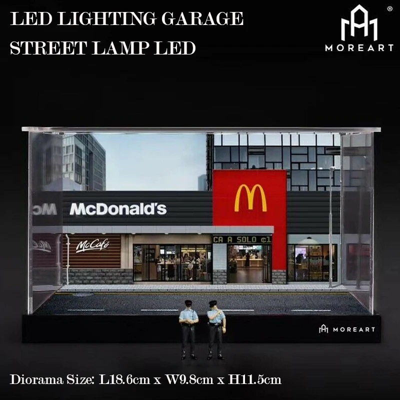 

MoreArt Diorama 1/64 MCD Fast Food Shop LED Lighting Assembly Model Car Garrage Display Resin Figure Toys