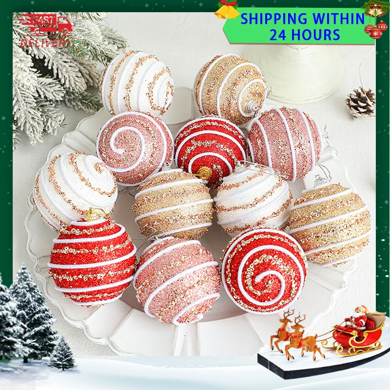 

8 см пенопластовый шар, Рождественский кулон, украшение, шар, Рождество, свадьба, блестки, полоски, подвесной шар, украшения, оптовая продажа