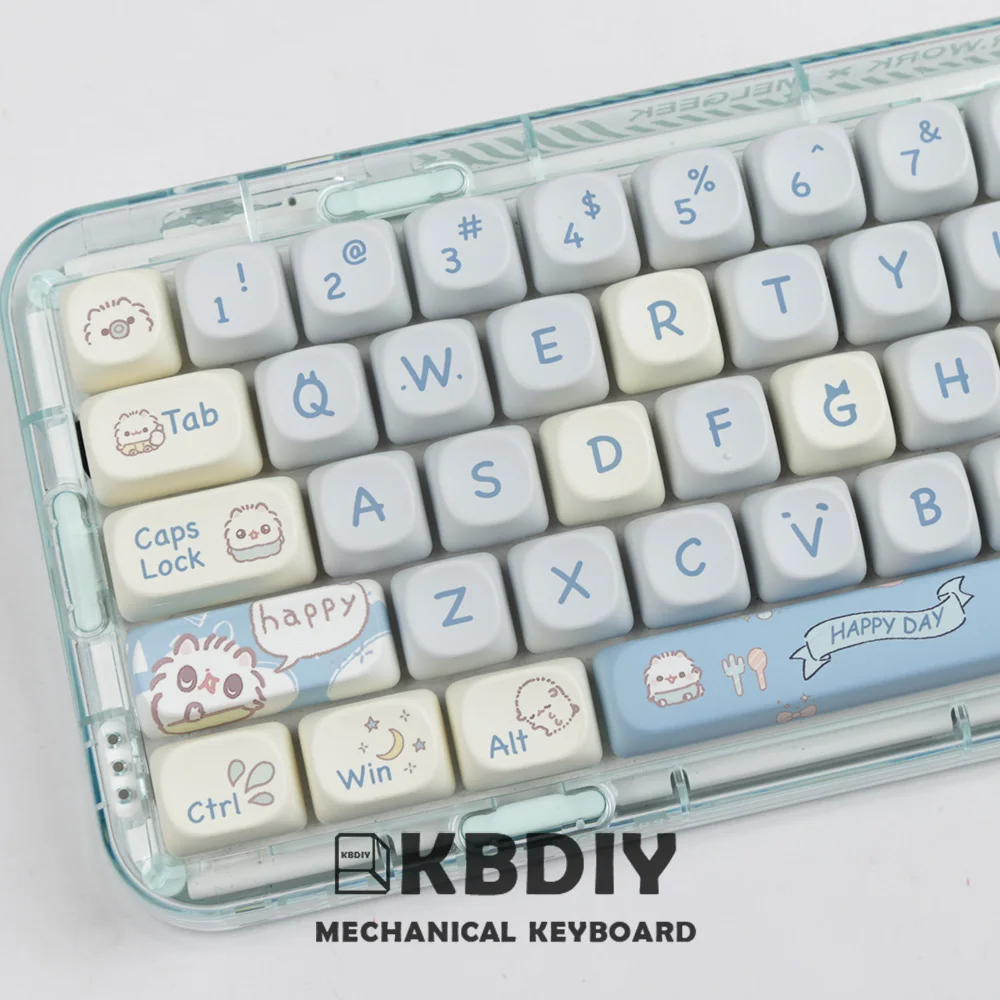 

KBDiy 144 Keys/Set MOA Profile Cute Cat Custom PBT Keycap for Mechanical Gaming Keyboard Keycaps Blue MX DYE-SUB GMK67 K500