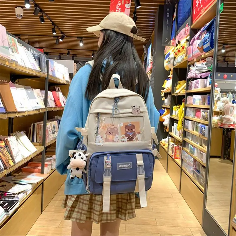 NEW Kawaii Girls' School Backpack Fashion Backpacks for Students Women Rucksack Bag with Cute Pendant Bookbag Travel Supplies