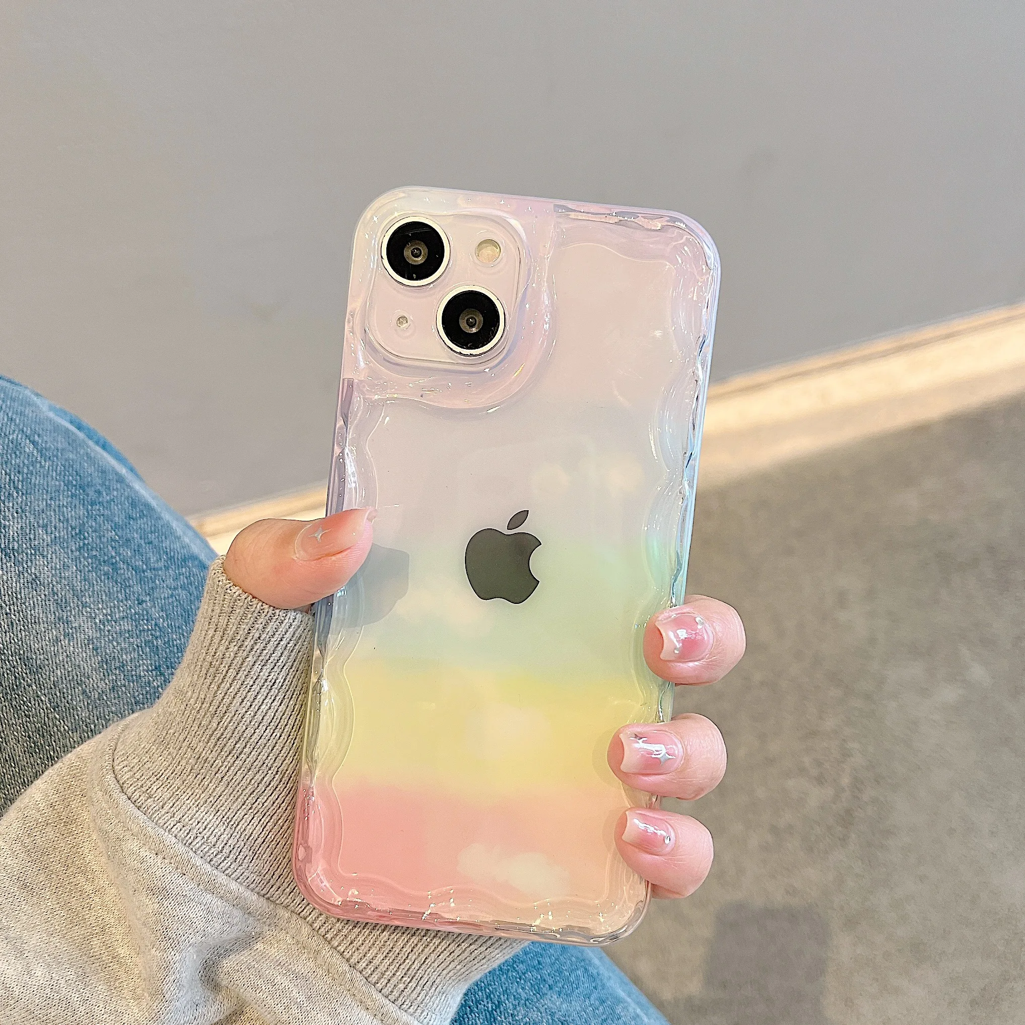 

Градиентный Радужный Прозрачный чехол для IPhone 14 Plus 13 12 11 Pro Max милый защитный противоударный Модный чехол с защитой от царапин