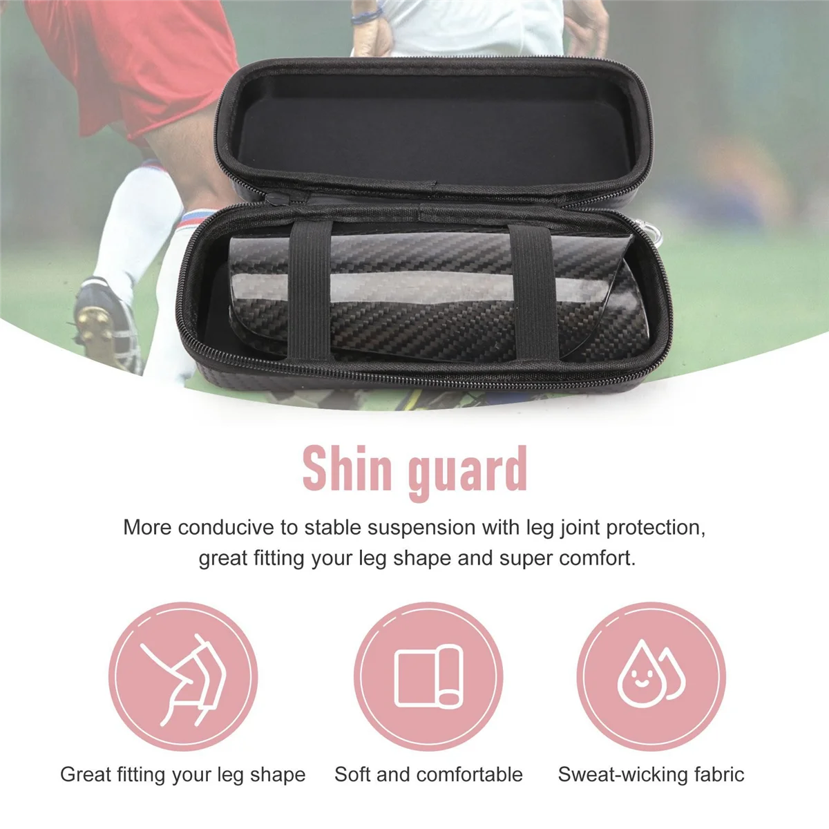 Футбольные щитки для голени из углеродного волокна с футляром переноски дышащие