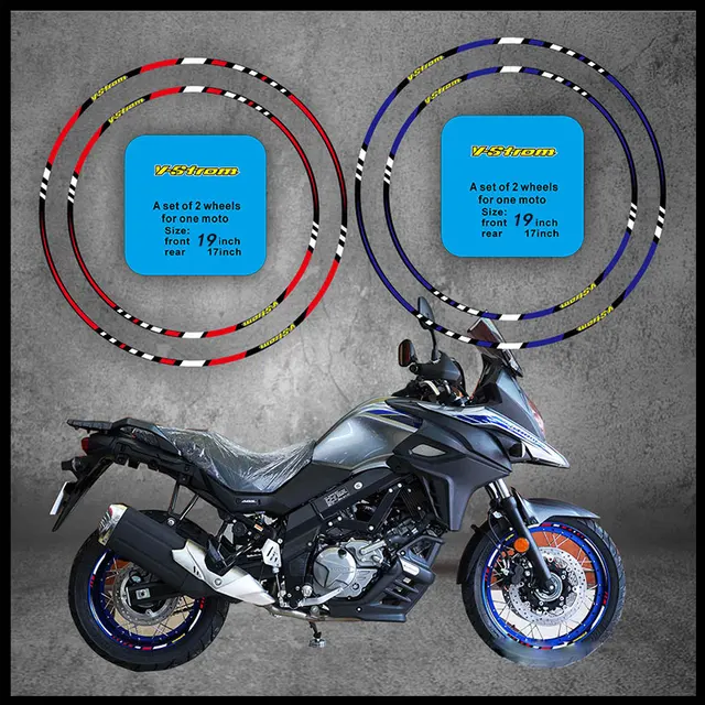 V-strom motorcycle accessories wheel stripes sticker rim hub reflective decals for suzuki dl650 dl1000 v strom 1050 xt 650