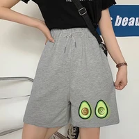 summer basic shorts women draw cord sweatpant basketball running gym party shorts breathable training pants avocado pattern