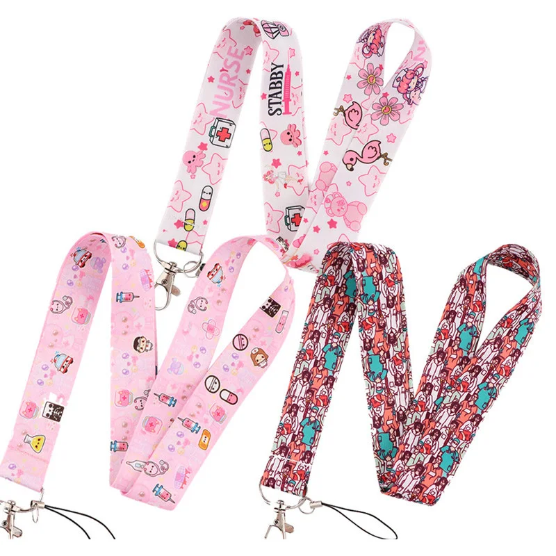 

Pink Medical Keychain Cartoon Cute Doctor Nurse Lanyard for Keys Phone ID Name Tag DIY Hanging Rope Key Ring Gifts