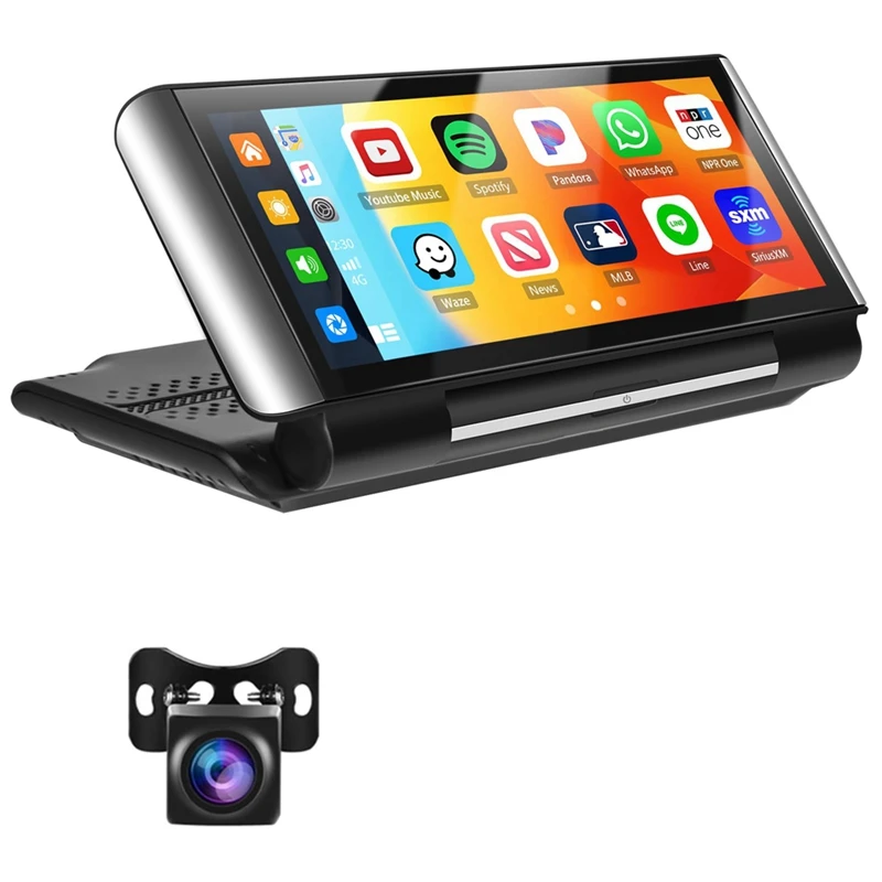 

Портативное автомобильное стерео радио Carplay Android Авто Mirror Link 6,86 дюйма складной экран Bluetooth FM передатчик камера черный