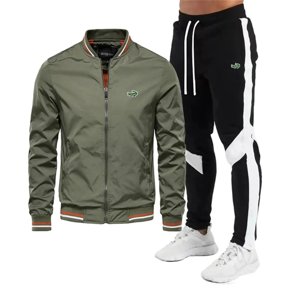 Mens New Casual Sports Baseball Jersey Colored Jacket+Pants Set s-3xl