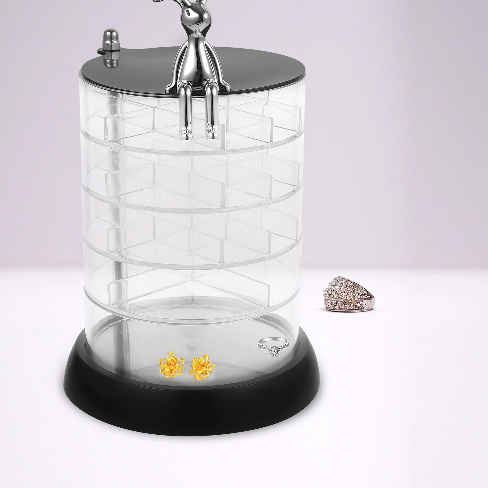 

Вращающийся органайзер для аксессуаров для волос, контейнер для ванной, коробка для хранения ювелирных изделий и косметики