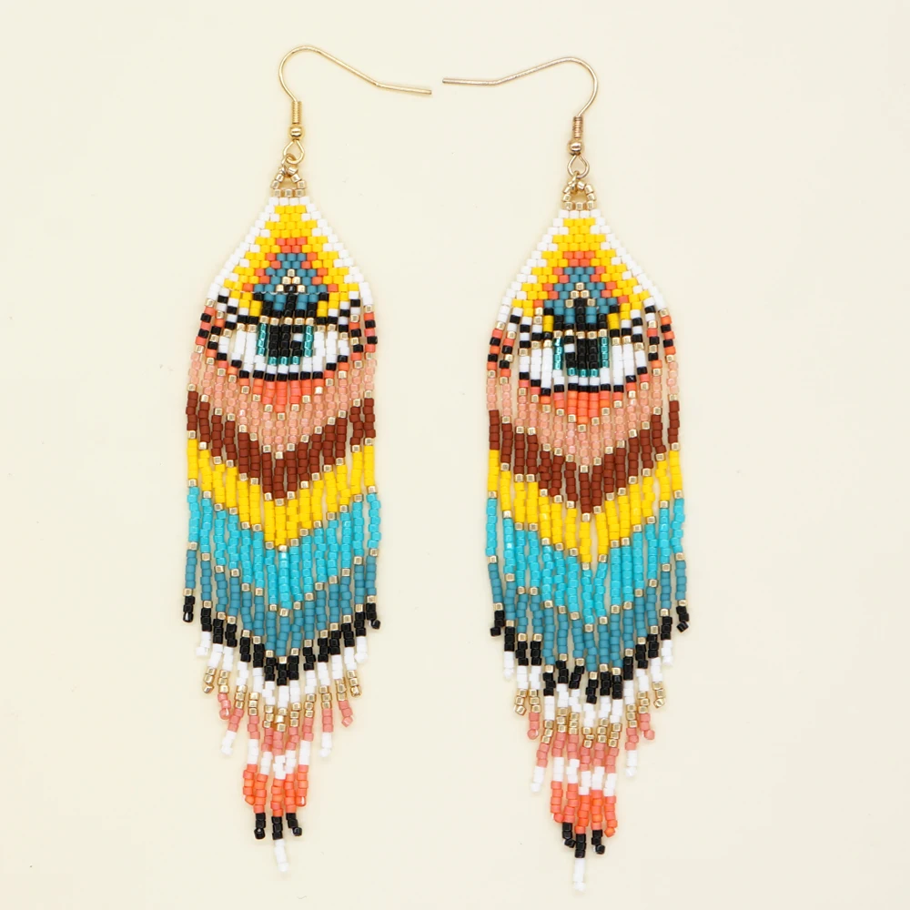 Go2Boho Leopard Print Jewelry Earrings Handmade Miyuki Beads With Tassel Bohemia Earrings For Women images - 6