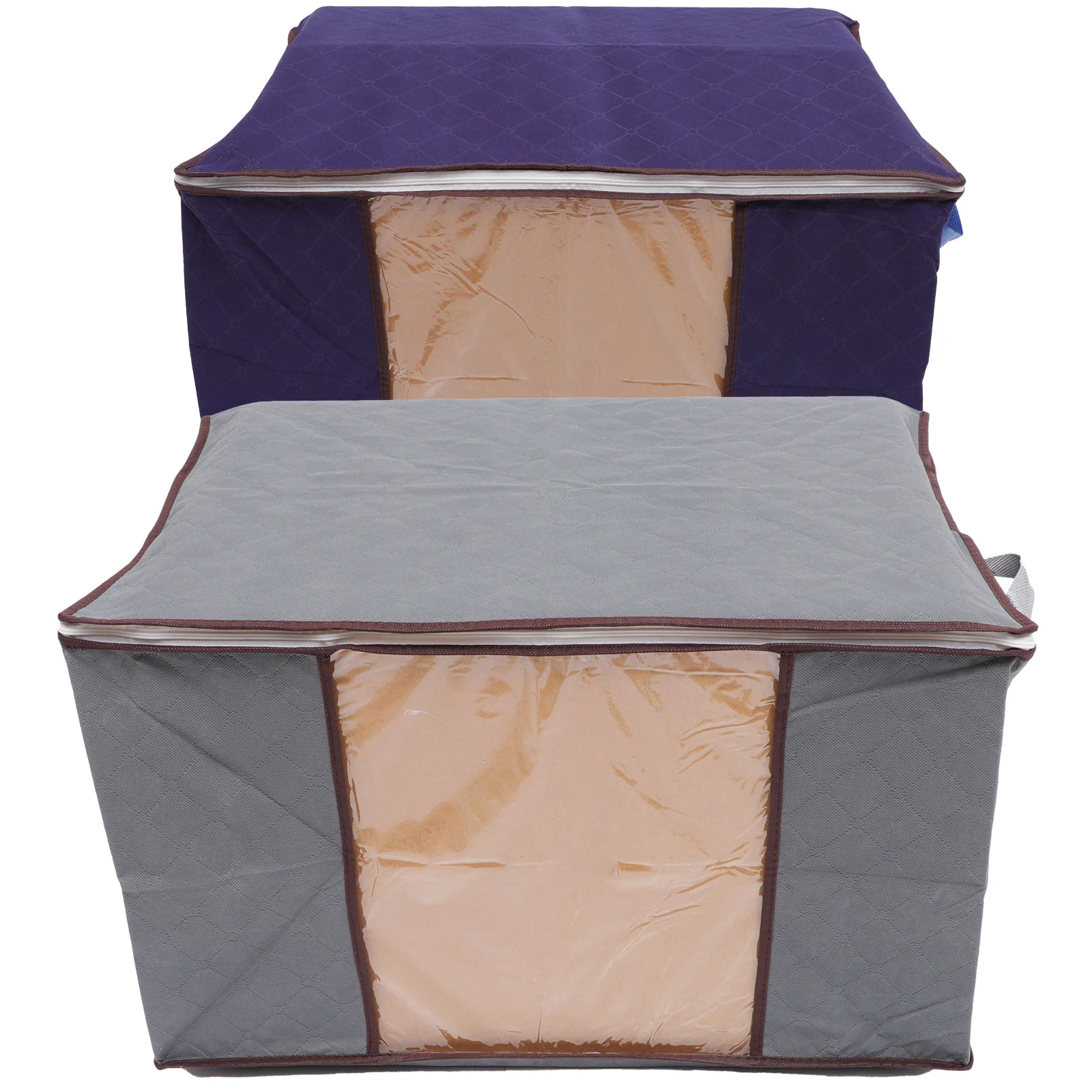 

2Pcs Clothes Storage Bag with Reinforced Handles Foldable Comforters Blankets Bedding Storage Zippered Organizer