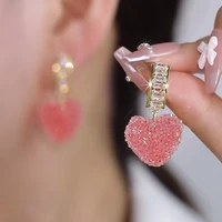 2022 new arrival drop earrings fashion trendy heart women dangle earrings ins spring summer soft candy peach heart lovely