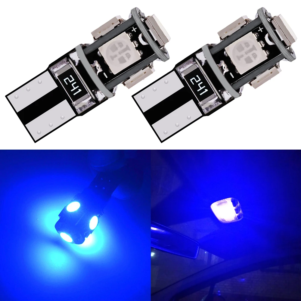 

2pcs New T10 W5W 194 Car Brake Led Canbus Interior Reading Bulbs Dome Dashboard Lamp 5050 5SMD Reverse Light License Plate Lamps