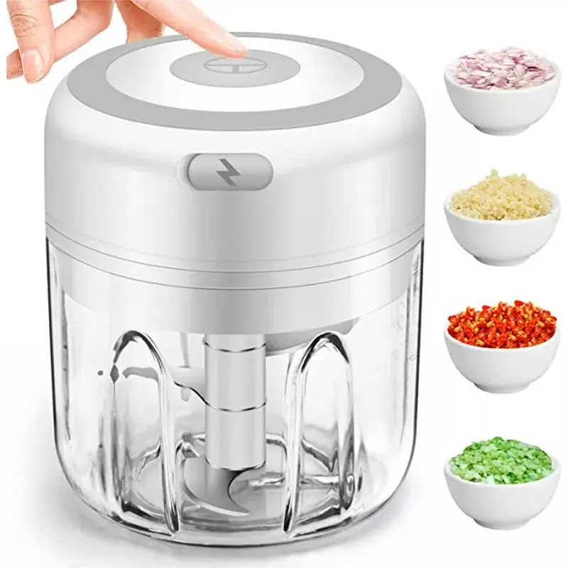 

100/250ml Electric Garlic Masher Mini Chopper Vegetable Chili Meat Ginger Masher Machine USB Charging Blenders Kitchen Gadgets