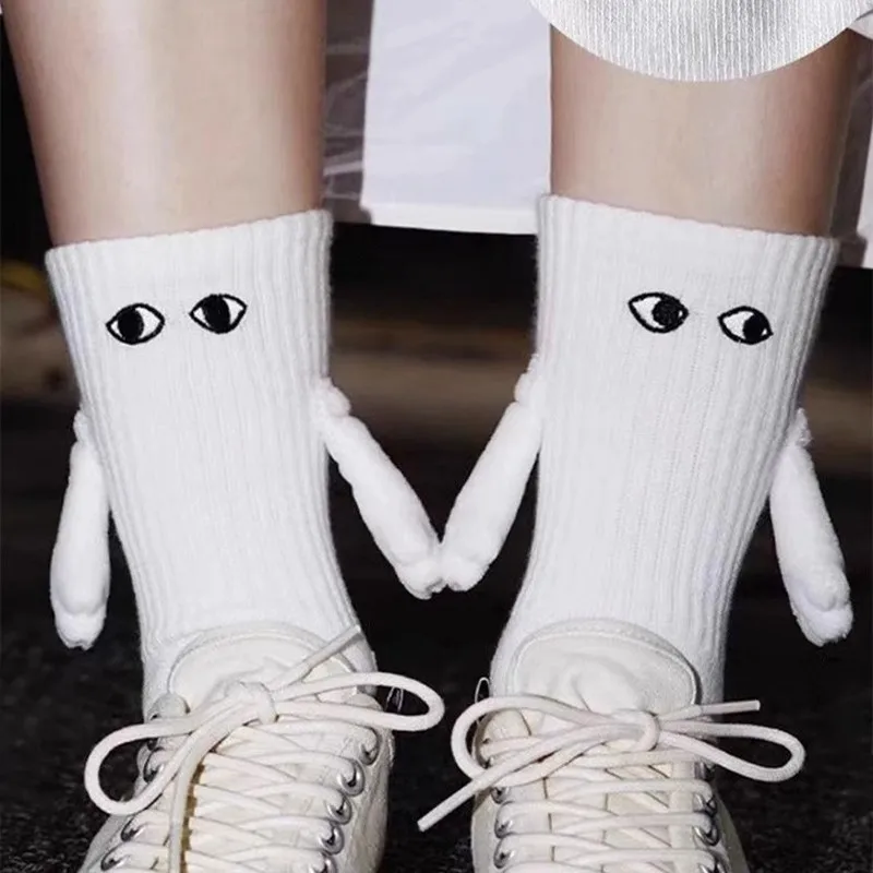

New In Holding Hands Socks Couples Boyfriends Funny Women's Socks With Magnet Stockings Cute magnetic Women's Cotton Socks Hands