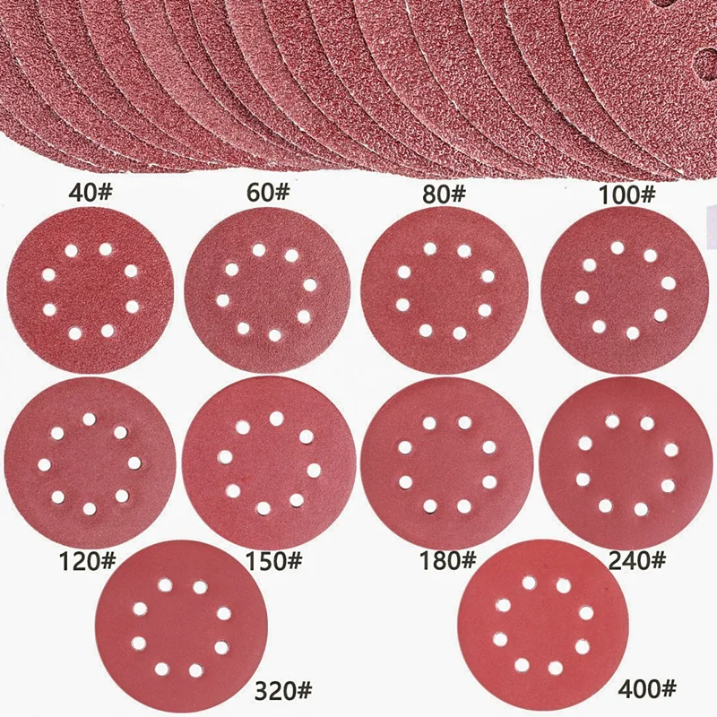 80 шт. наждачные диски с 8 отверстиями 40 60 100 120 150 180 240 320 400 Grits