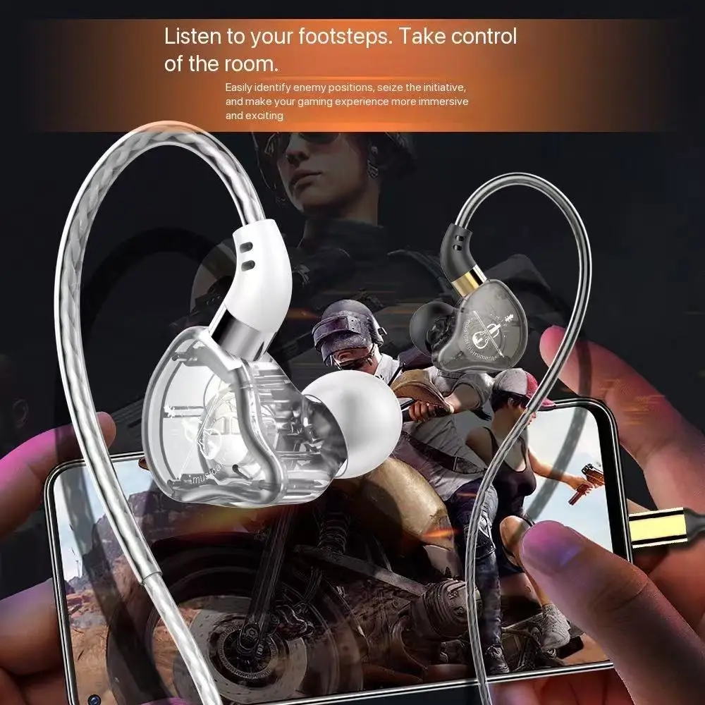 Фото Проводные наушники Type-C, HiFi, стерео, с глубокими басами, USB-C, 3,5 мм, внутриканальные, с микрофоном, спортивные, с сабвуфером, музыкальная гарнитура для Samsung №4