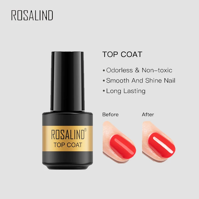 

ROSALIND 7ml Gel Polish Top Coat Soak Off Nail Art Decorations Need UV/LED Lamp