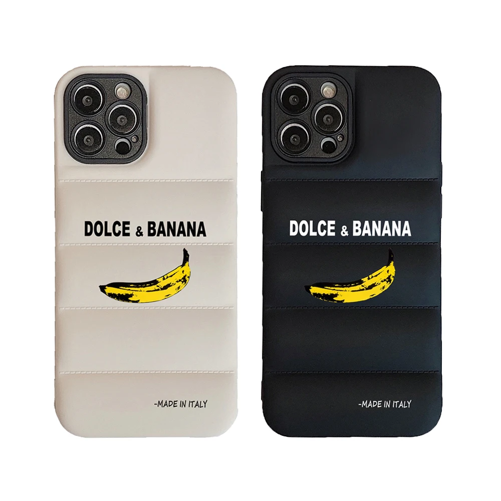 

Fashion Brand Down Jacket Dolce & Banana Case for iPhone 11 12 13 Mini 14 Pro Max XS XR 7 8 Plus SE2020 Cute Bumper Cover Capa