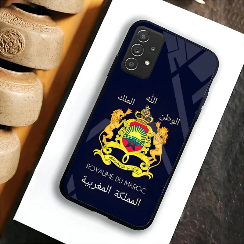 

Morocco Flag Coat Of Arms Passport Phone Case For Samsung S22 S20 Fe S21 Plus Ultra S10 E Pro S30 S7 Edge S8 S9 5G Glass Cover