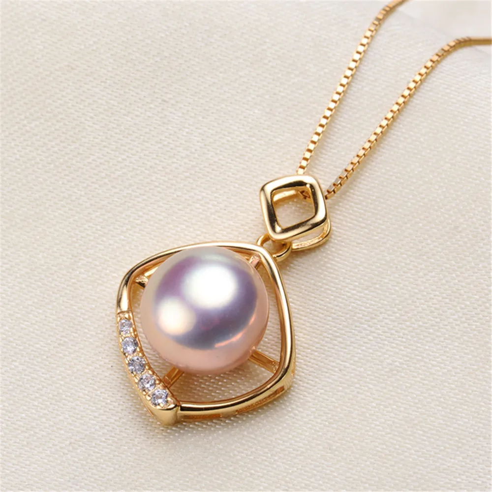 

DIY accessory S925 sterling silver pearl pendant with an empty holder exquisite necklace pendant that can be paired with 8-10mm