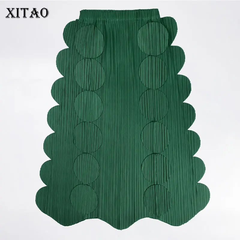 

XITAO Solid Pleated Skirts Women Korea 2022 Spring New Arrival Personality Fashion Loose All Match Elastic Waist Skirts WMD4867
