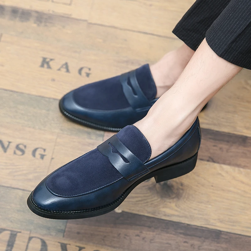 

Leather Men Shoes Summer Slip On Loafers Men Casual Leather Shoes Blue Flats Hot Sale Driving Shoes Moccasins