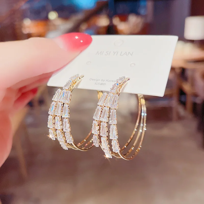 Изысканные креативные открытые геометрические круглые Роскошные циркониевые