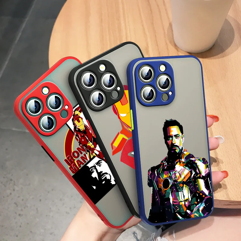 

Handsome Iron Man For Apple iPhone 13 12 11 Mini XS XR X Pro MAX 8 7 Plus Frosted Translucent Funda Capa Phone Case