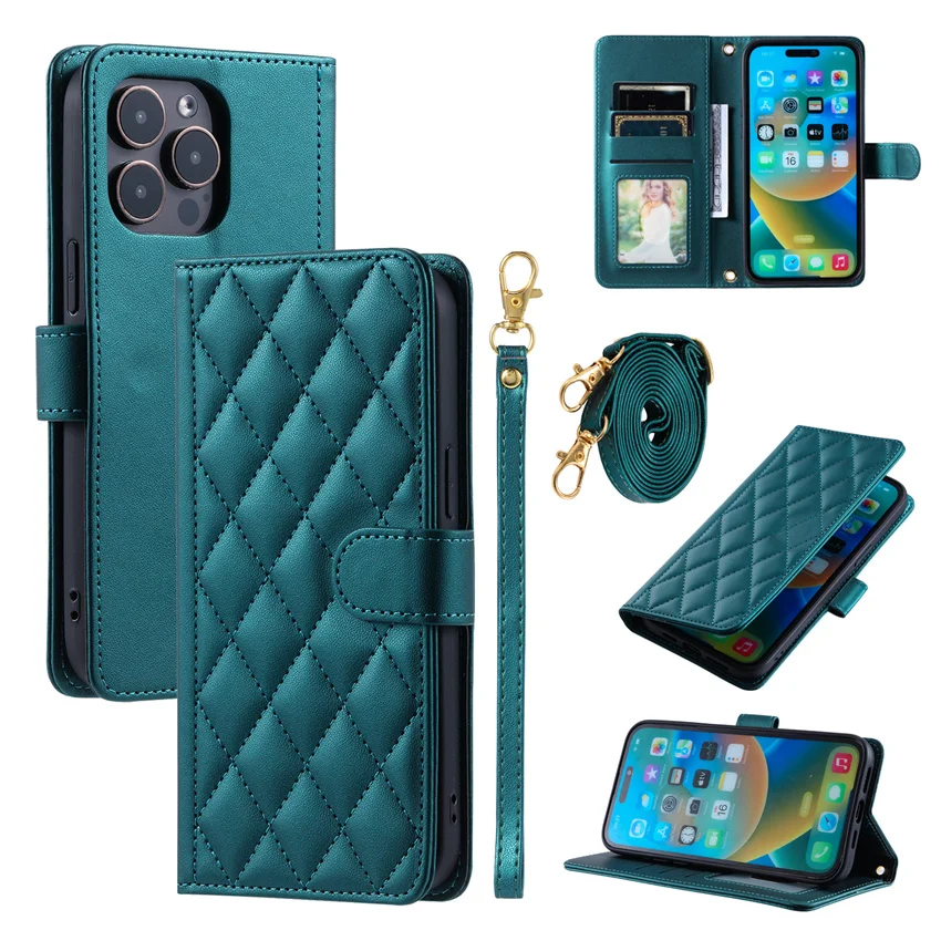 Фото Кожаный чехол-бумажник в клетку для Realme 5 5S 5i 6i 6 7 8 9 9i 10 11 Pro Plus 4G 5G C12Y C25Y C30 C31 C35 с отделениями для карт №4