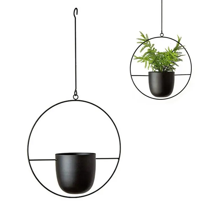 

Nordic Hanging Metal Iron Plant Flower Pots Holder Garden Balcony Succulent Wall Mount Hanger Swinging Basket Bedroom Decoration