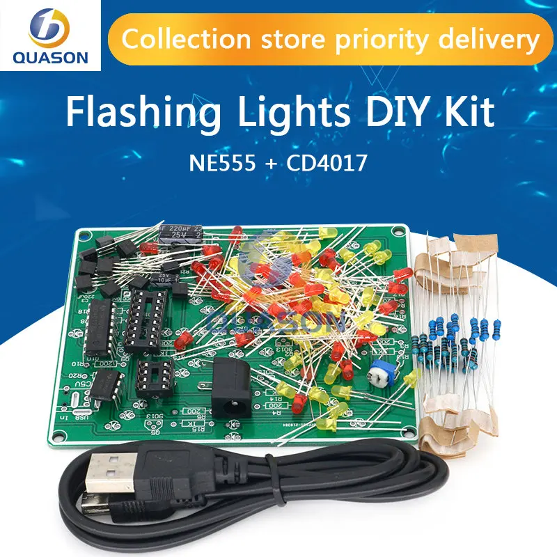 Fireworks red yellow Double Color Flashing Lights DIY Kit Strobe NE555 + CD4017 Electronic Practice Learning Kits Suite Parts