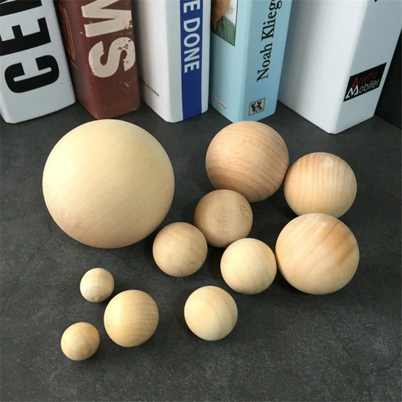 

5-8cm Natural Color Ball Round Wooden Beads Eco-Friendly Lead-Free No Hole Wood Painted/Stamped DIY Ball Jewelry Carving Beads