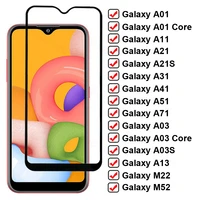 Full Cover Tempered Glass For Samsung Galaxy A01 A03 Core A13 M22 M52 Screen Protector A11 A21 A31 A41 A51 A71 Glas Film Case