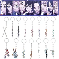 anime demon slayer keychain metal tanjirou nezuko zenitsu inosuke keychains key cover chain keyring jewelry accessories gifts