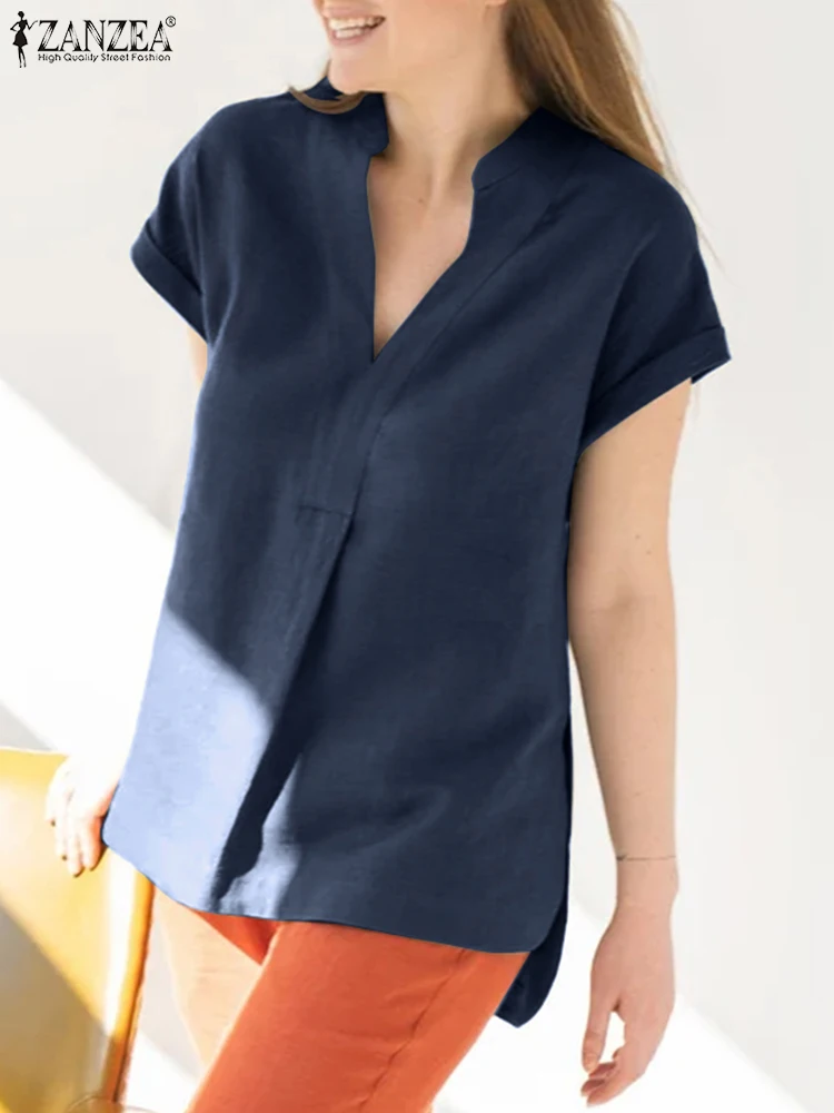 

Женская Свободная блузка с V-образным вырезом и коротким рукавом