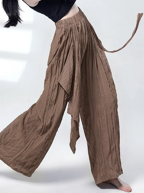 

Color Pleated Solid Wide Leg Trousers Classic Dance Lesson Pants Dance Qipao Ballroom Competition Standard Modern Costume Pant