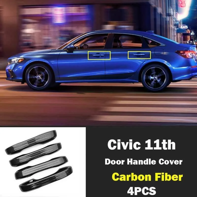 

4 шт., накладки на дверные ручки автомобиля из углеродного волокна для Honda Civic 11th 2022 Up