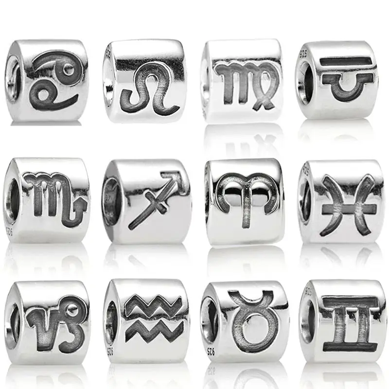 

PDB ZZ 48 Оригинальные 925 Стерлинговое Серебро двенадцать созвездий Шарм бусины подходят для DIY браслет женщины и девочки Ювелирные изделия Подарки