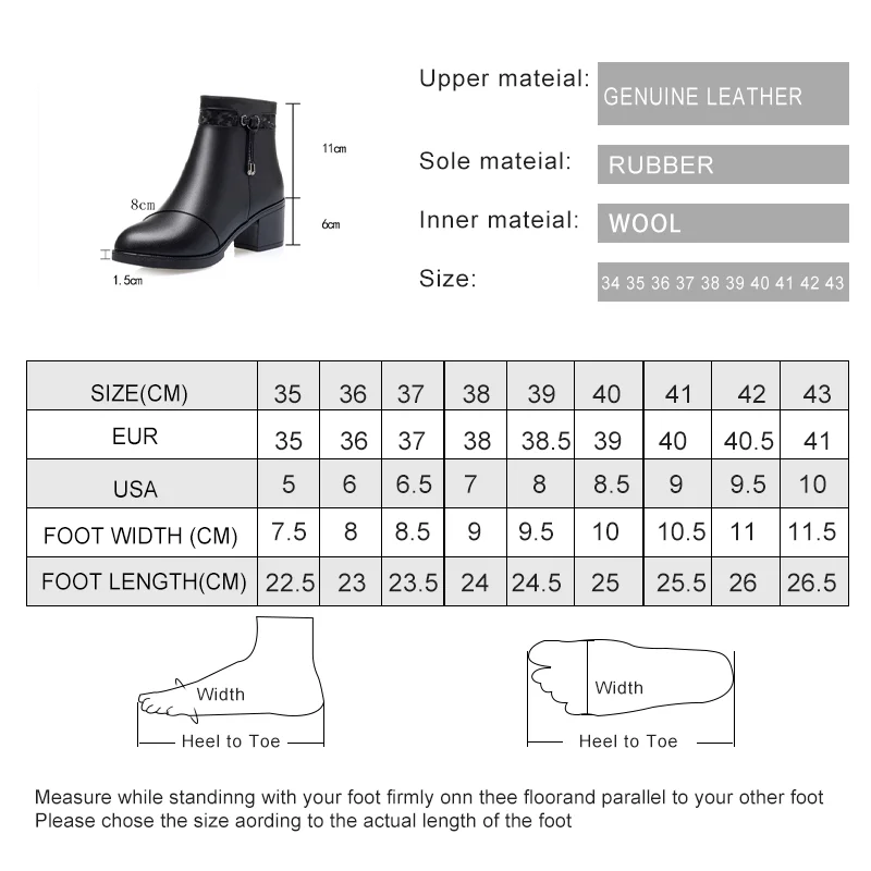 AIYUQI Women Winter Boots Non-slip 2023 Genuine Leather Fashion Wool Warm Women Ankle Boots  Large Size High Heels Shoes Boots