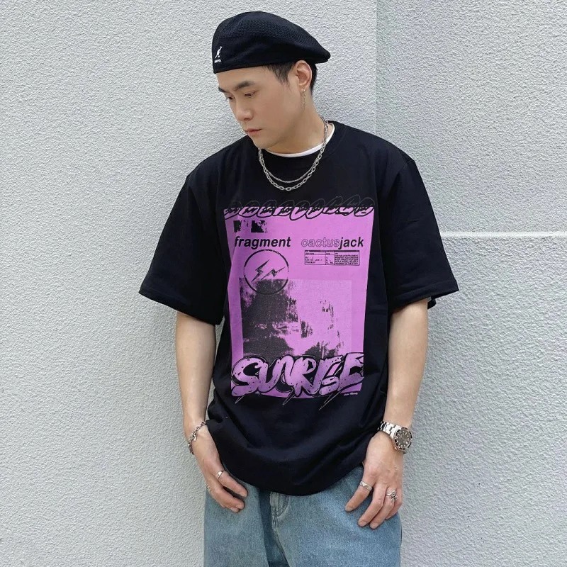 

Летняя свободная футболка унисекс с графическим принтом, с коротким рукавом