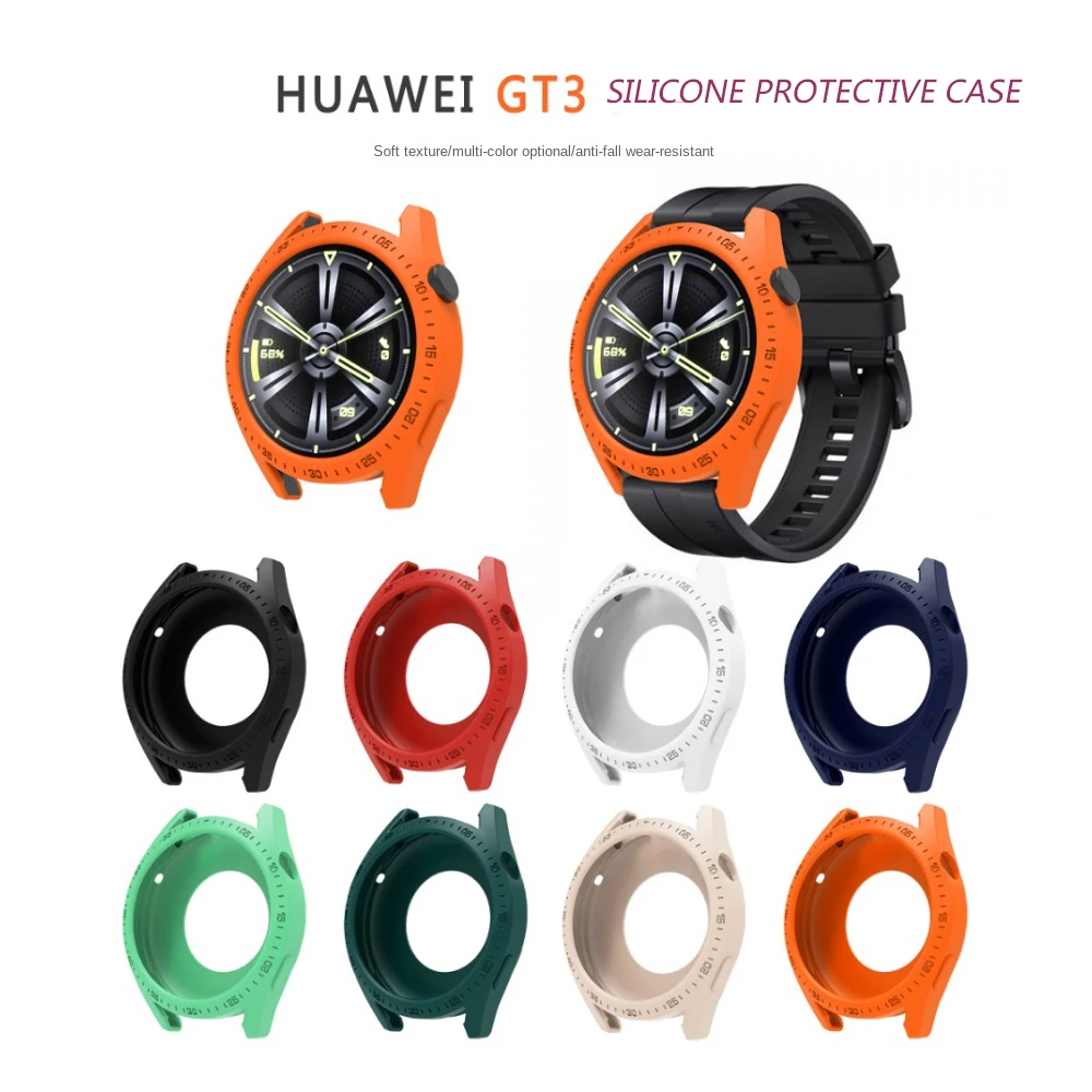 

For Huawei Watch GT3 Smart Watch Silicone Cover 46mm Anti-collision Protective Case Full Coverage All-round Protective Case