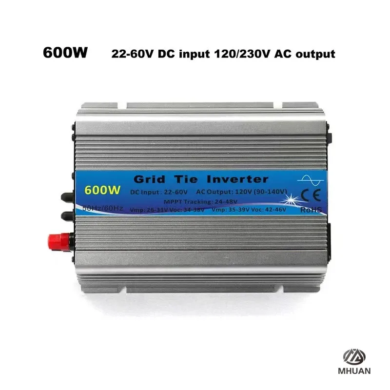 

600W Solar Grid Tie Inverter MPPT Pure Sine Wave 10.5-28V or 22-60VDC to 110V or 230VAC Inverters for Solar Panel
