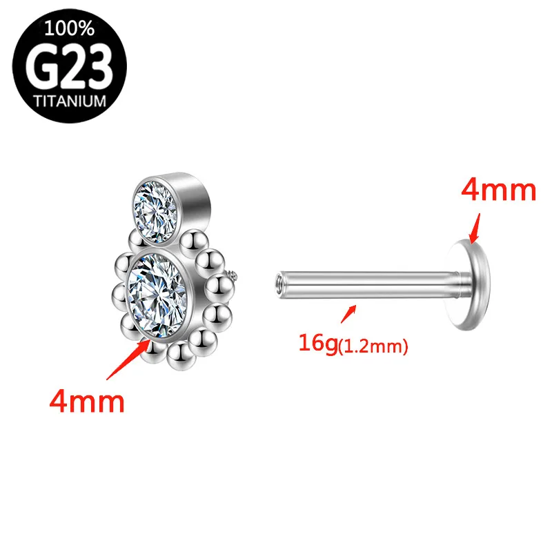 G23 Titanium Tragus Helix Piercing Zircon Tongue Body Lip Clicker Studs Septum Unisex Earrings Jewelry for Women Accessories