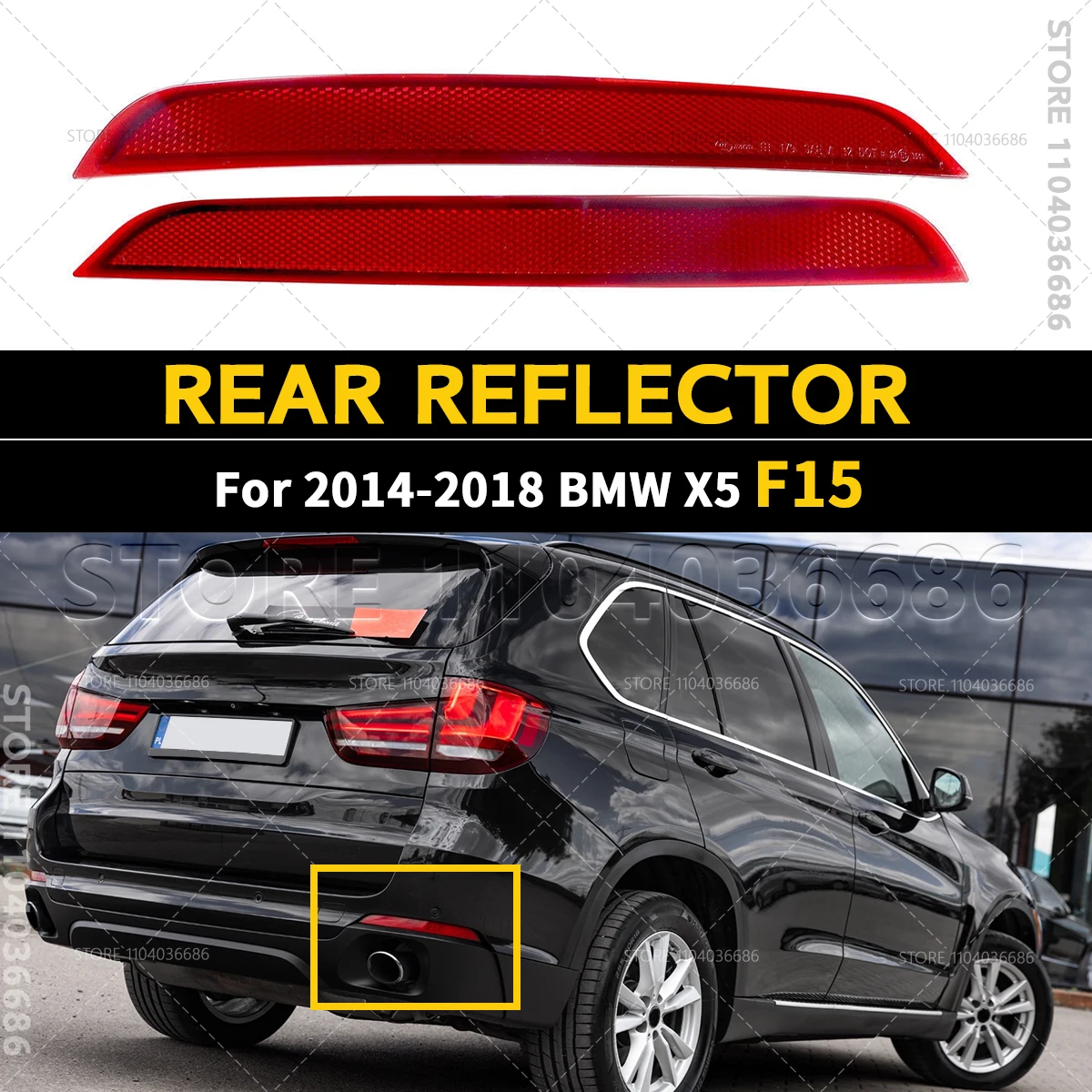 Фото Для BMW X5 2014 2015 2016 2017 2018 (35dx 35i 35ix 40ex 50ix) (F15) отражатель заднего бампера 63147290091 63147290092 №1